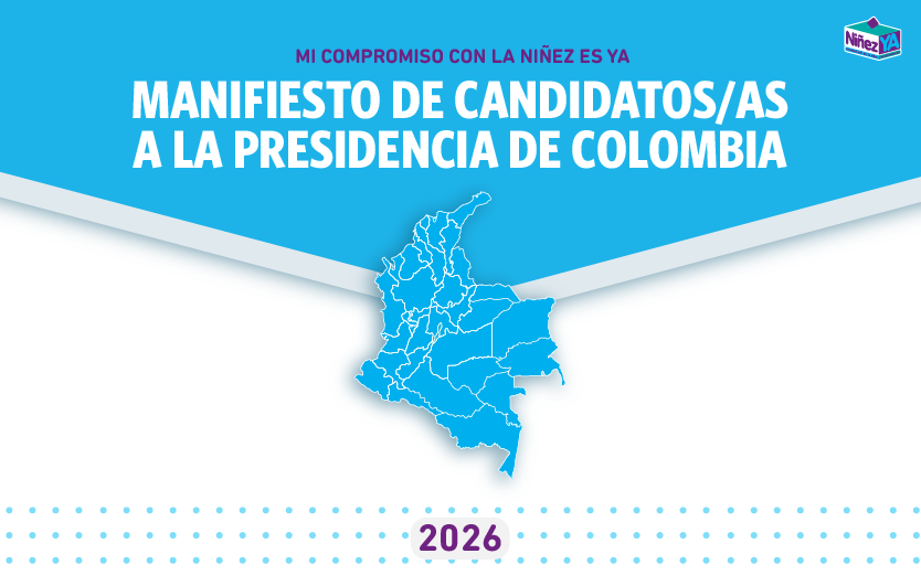 Manifiesto de candidatos (as) a la presidencia de Colombia. Un mapa político bajo el título del documento