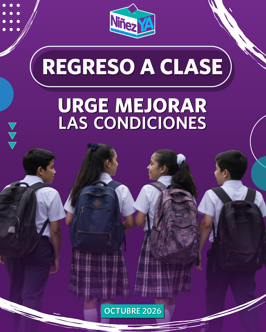 Niñas y niños caminan en uniforme - Regreso a clases - Urge mejorar las condiciones